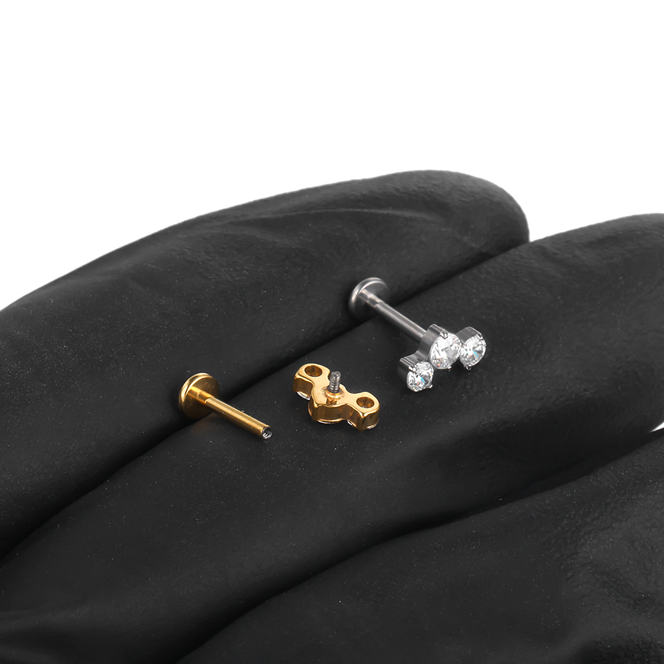 1/5PCS Titanium Piercings CZ L - Zoor Body Jewelry 评论和价格