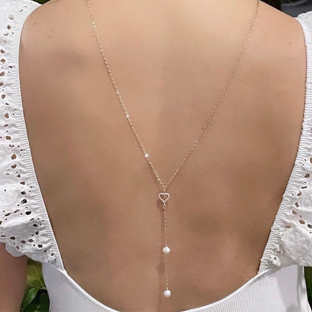 Hollow Heart Bridal Back Chain - Body Jewelry For Backless Dress 评论和价格