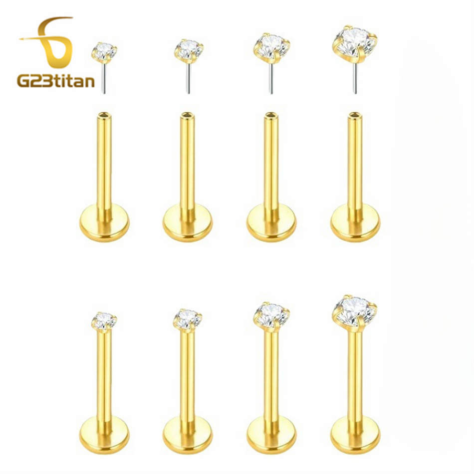 2pc G23 Titanium Push In Earri - Flat Back Labret Stud 评论和价格