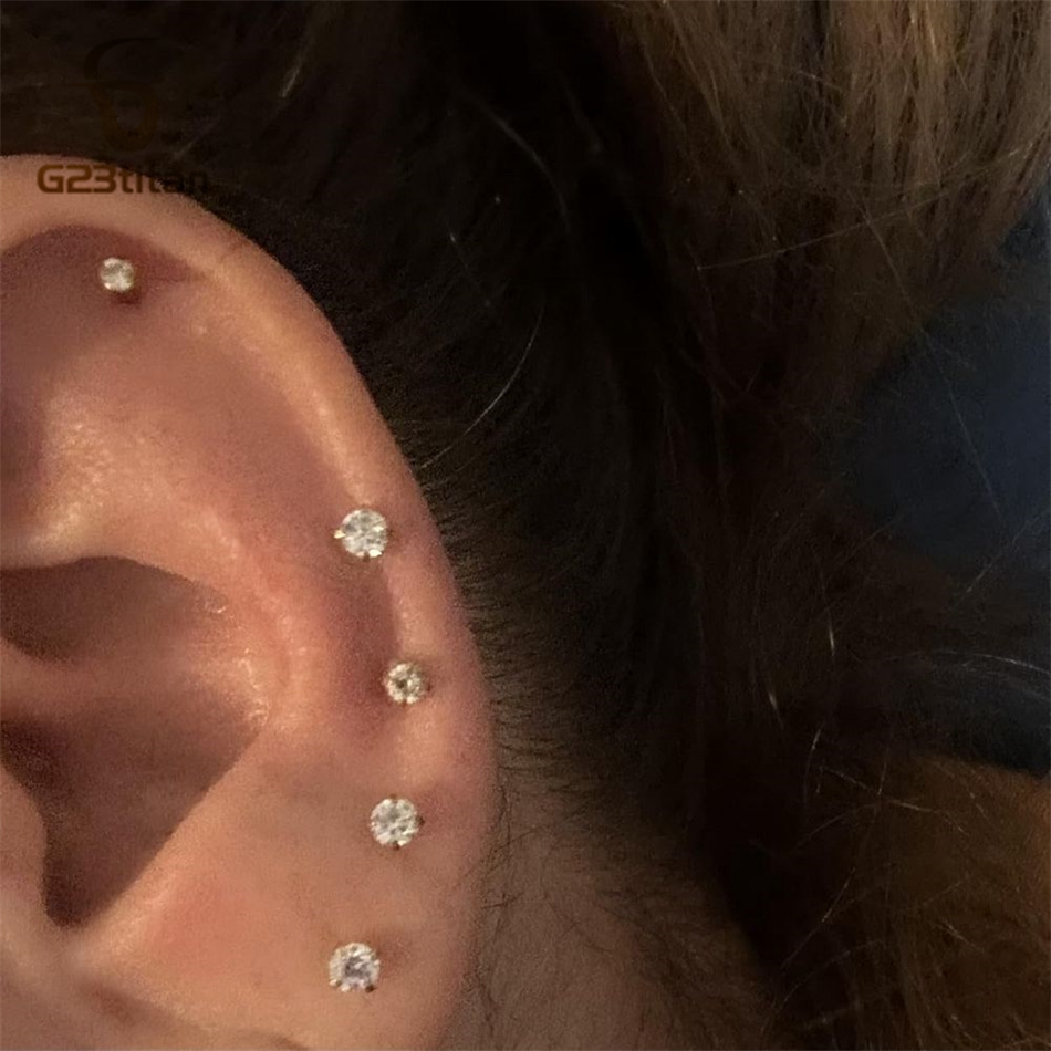 2pc G23 Titanium Push In Earri - Flat Back Labret Stud 评论和价格