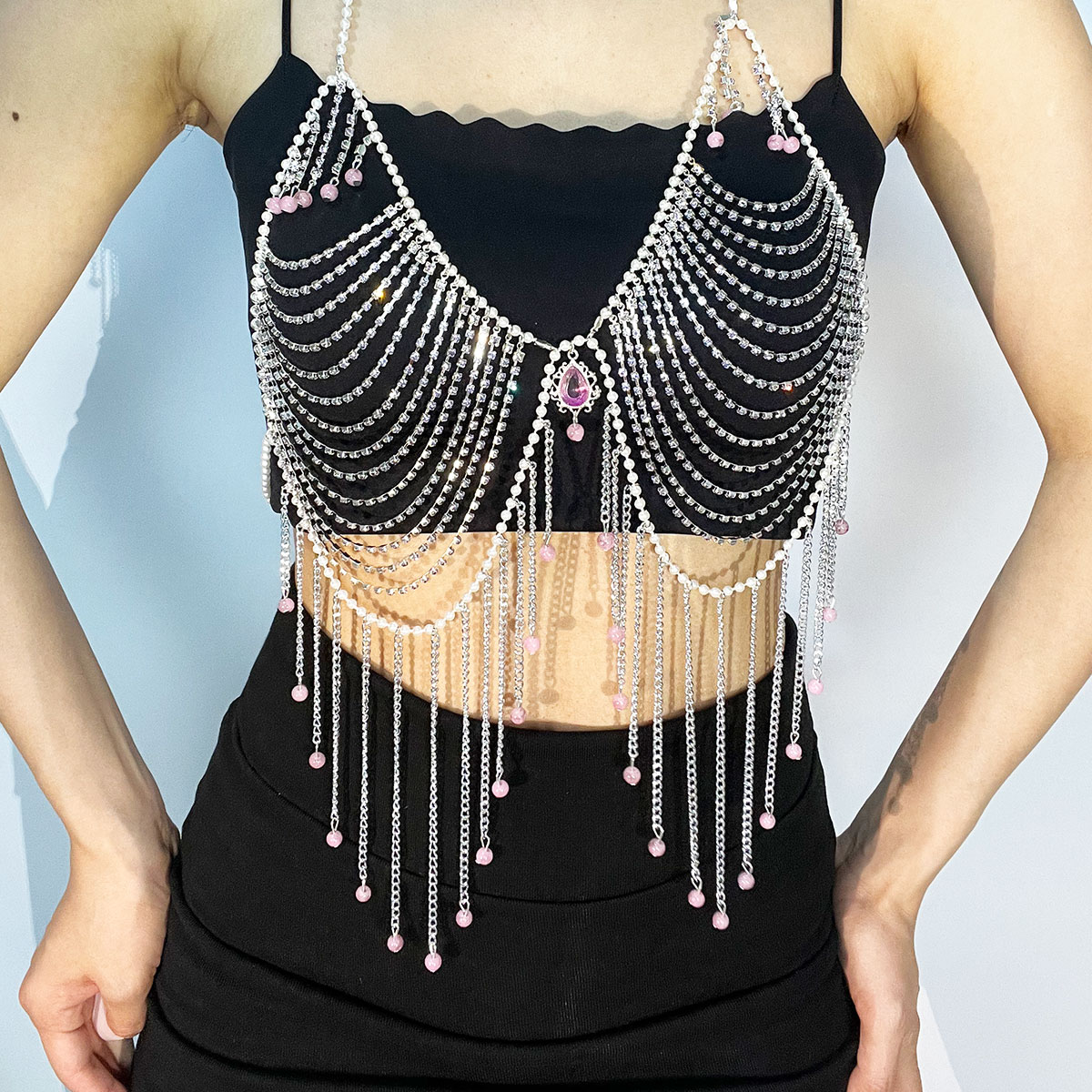 Stylish Rhinestone Bra Jewelry - Body Jewelry Dress 评论和价格
