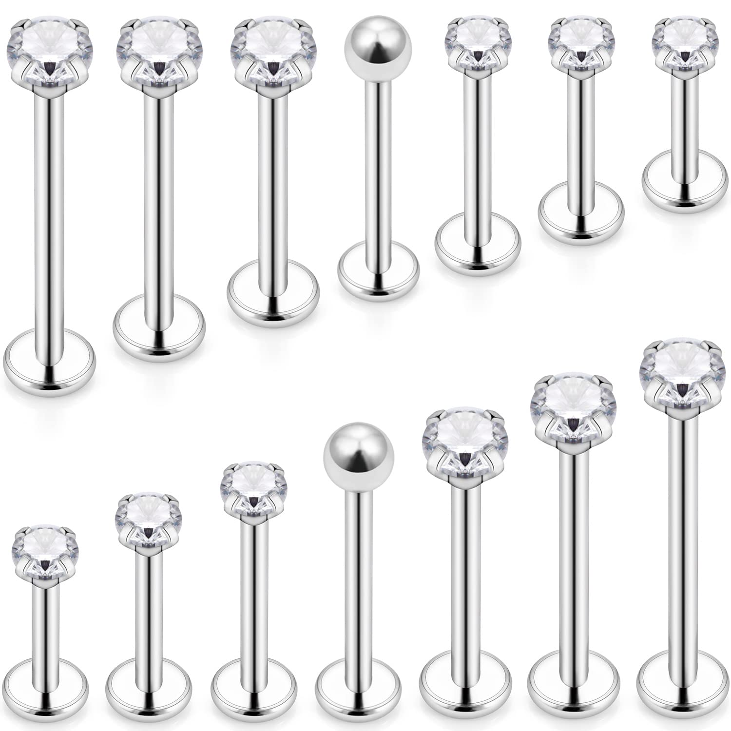 16G Different Sizes Flat Back  - Flat Back Labret Stud 评论和价格