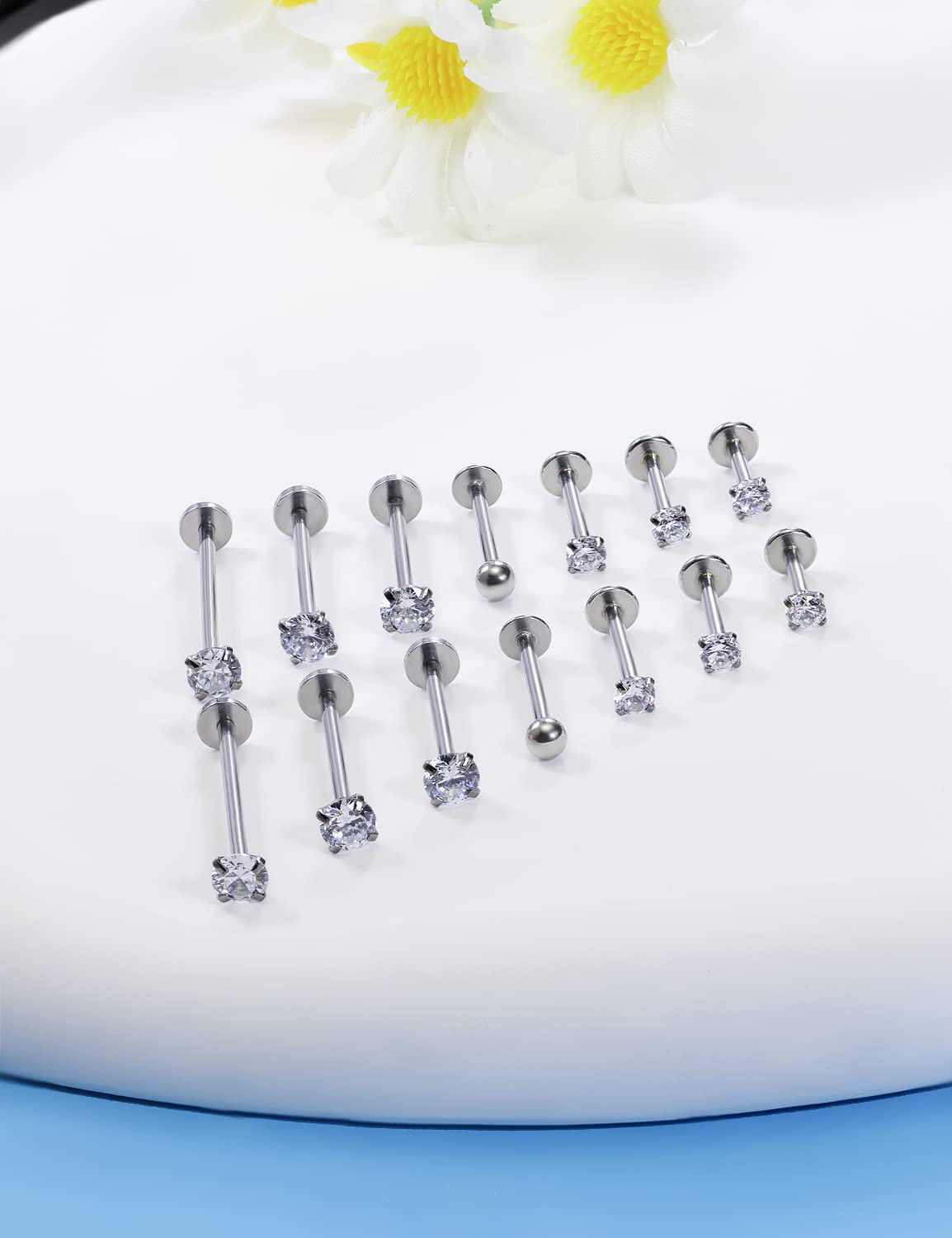 16G Different Sizes Flat Back  - Flat Back Labret Stud 评论和价格